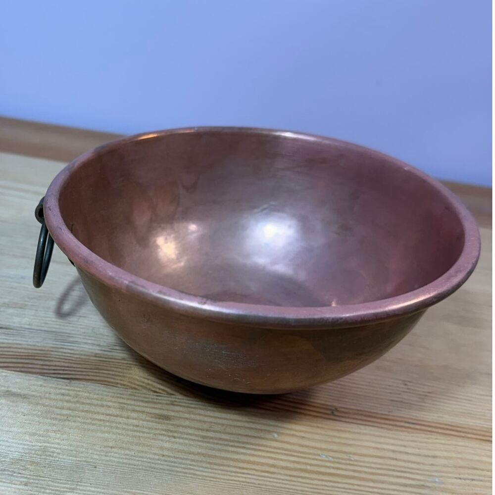 Vintage Solid Copper Wall Hanging Bowl Planter 6" Rustic Farmhouse Decor
